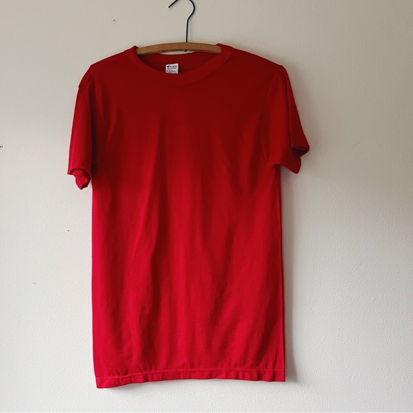 Vintage NOS 80’s Champion red solid single stitched blank t-shirt‎ size M New - Picture 2 of 7